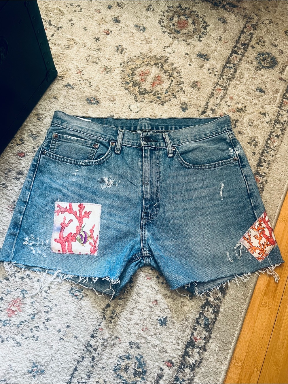 Levi’s Upcycled Levi's 505 Denim patchwork shorts Size 34